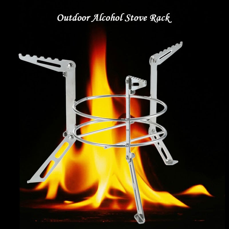Stainless Steel Outdoor Camping Alcohol Stove Stand Cooking Rack