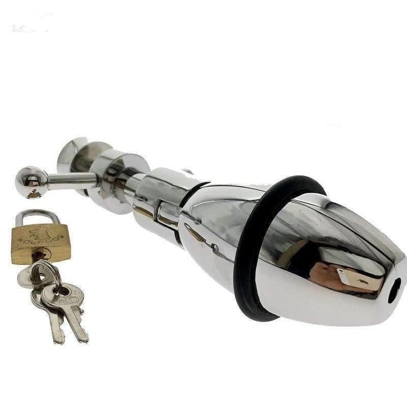 Ultimate Asslock Stainless Steel Metal Anal With Lock Expanding Butt Plug