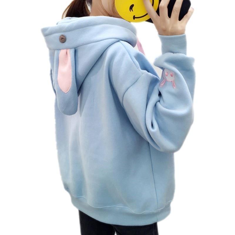 Cute Kawaii Rabbit Ears Hoodie Sweatshirt Loose Comfy Sweater