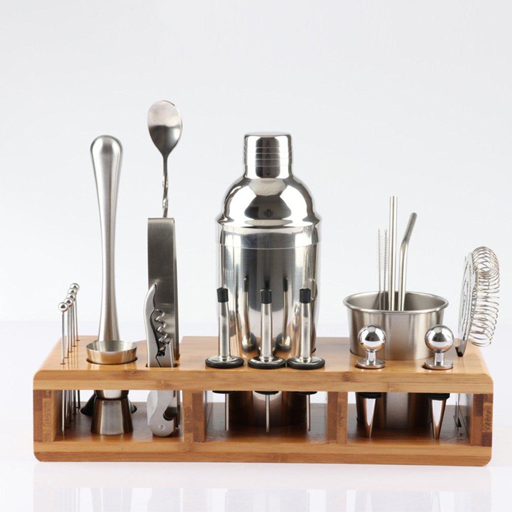 23Pcs Stainless Steel Cocktail Shaker Set Barware Kit With Rack