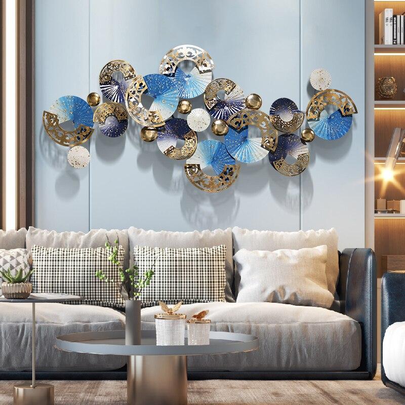 Nordic Blue White Gold 3D Iron Metal Wall Art Decor Hanging