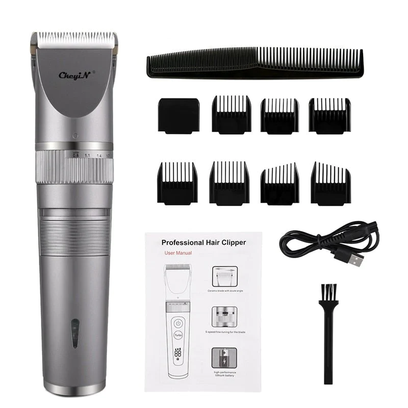 Professional Hair Trimmer Electric Clipper Ceramic Blade Rechargeable Razor Cutter Barber Machine