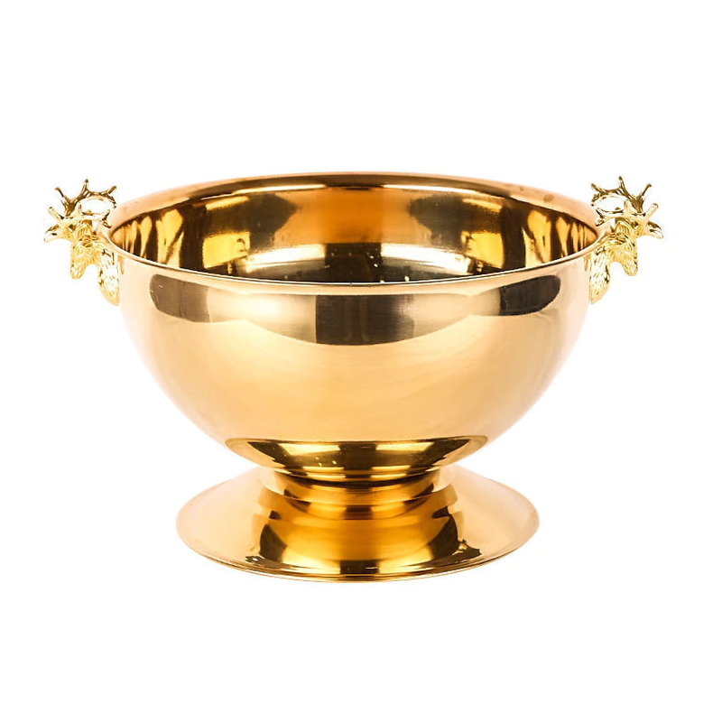 Punch Bowl With Deer Head Bucket Champagne 304 Stainless Steel Ice