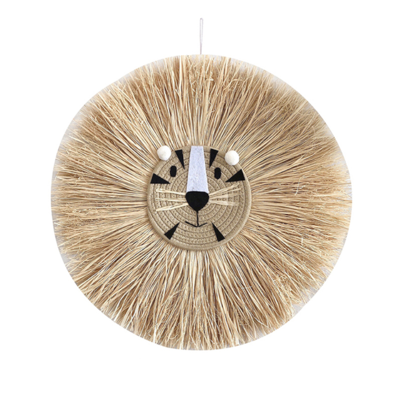 Raffia Animal Face Wall Hanging Children Bedroom Decorations