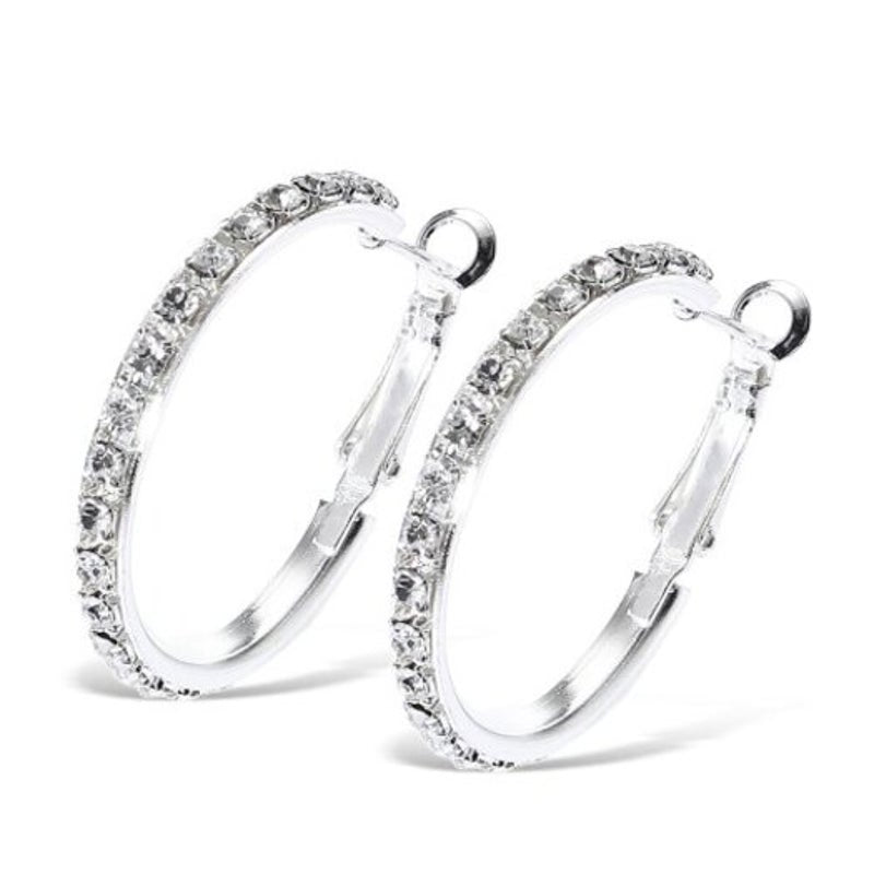 Veile Studios U Shape Rhinestone Earrings For Women Statement Round Circle Hoop