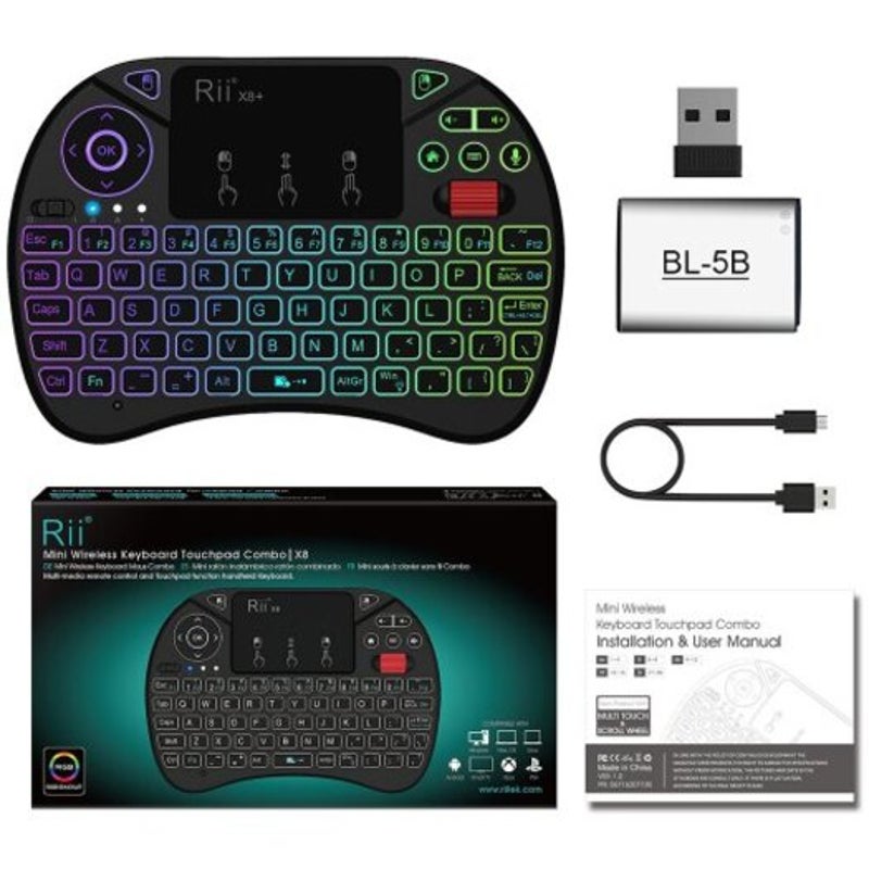 Rii X8 Plus 2.4Ghz Wireless Air Mouse Keyboard Black