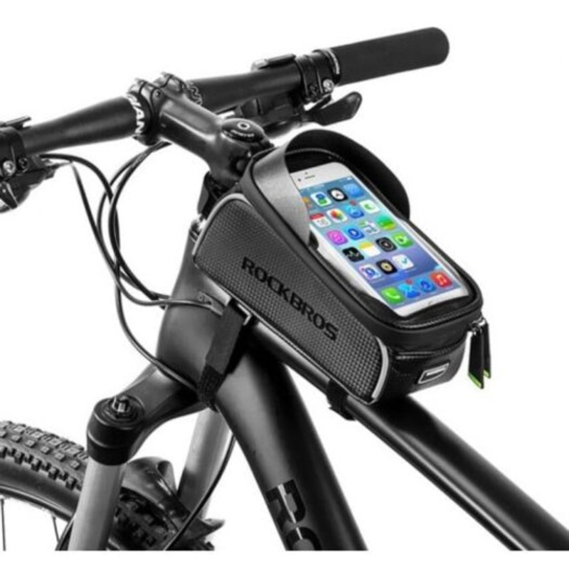 Bike Bag 017-1Bk Top Tube Portable Waterproof Bicycle Frame Touch Screen Cell Phone Holder Black