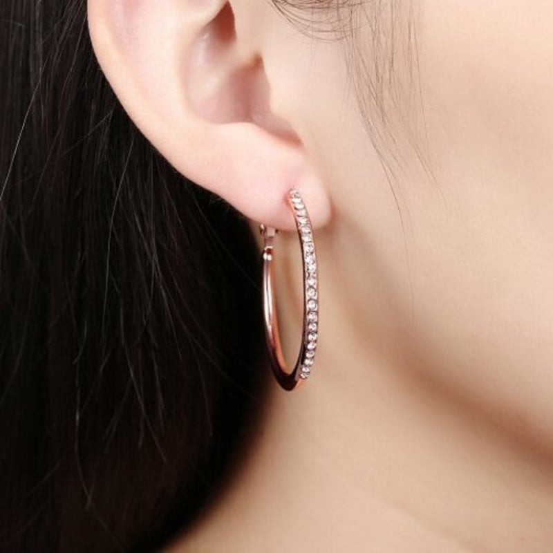 Veile Studios Rose Gold Round Czech Diamond Earrings