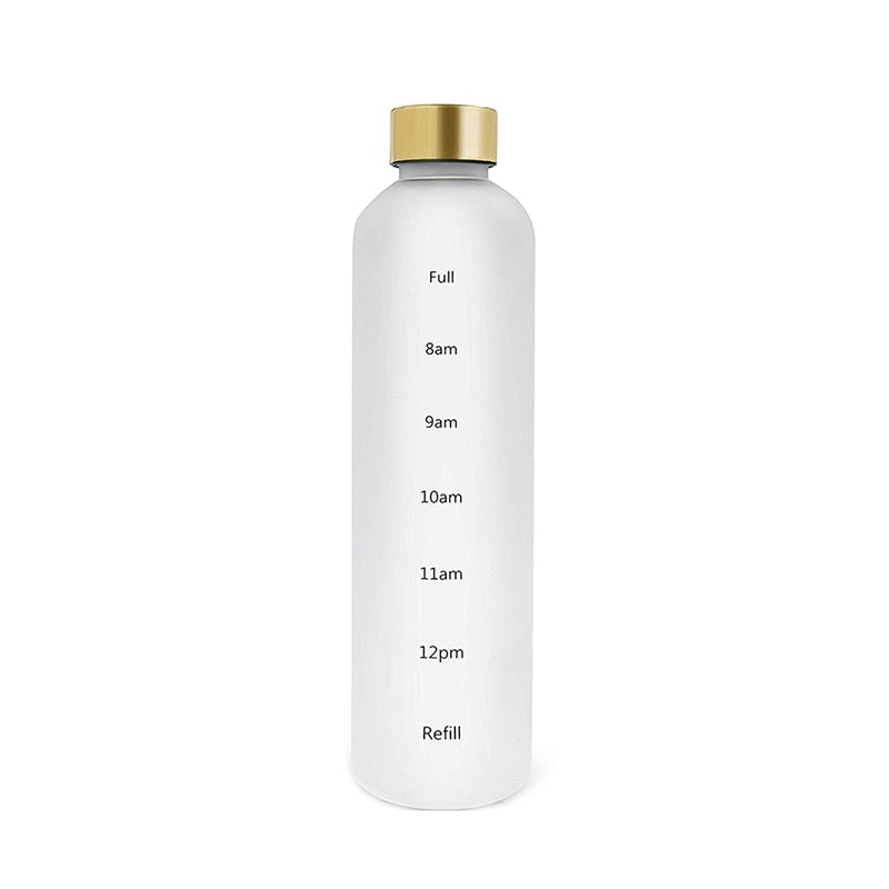 1L Water Bottle Time Marker Bpa Free Frosted Drinkbottles