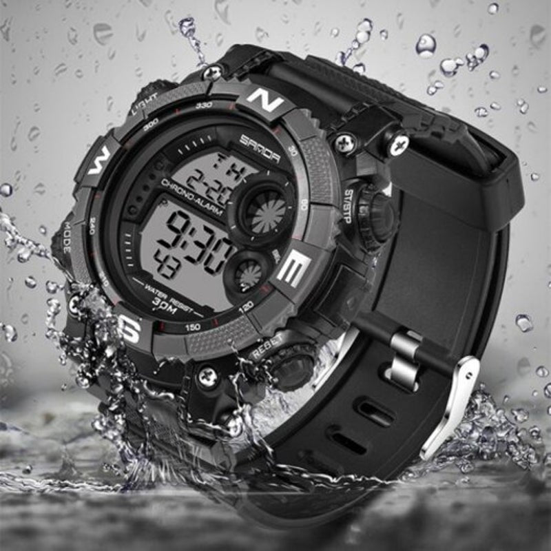 Veile Studios Fashion Men's Outdoor Sports Utility Waterproof Electronic Watch Gray