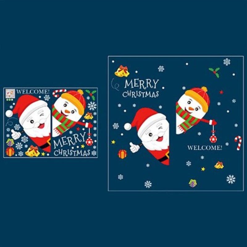 45X60cm Santa And Snowman Glass Door Wall Sticker Christmas Decorations