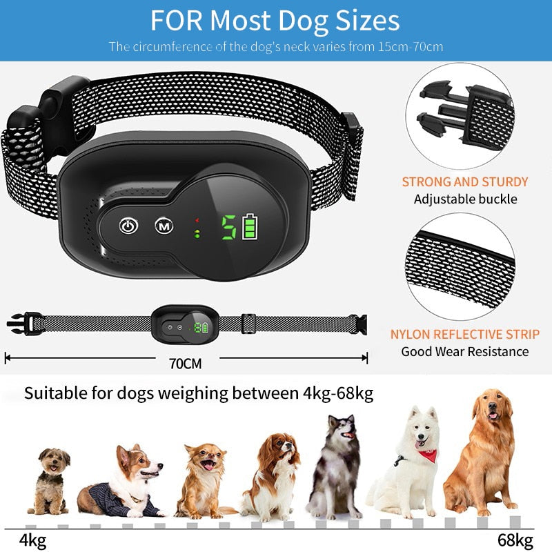 Anti Barking Dog Collar Rechargeable Automatic Stopper Effective Ip67 Waterproof Collars For