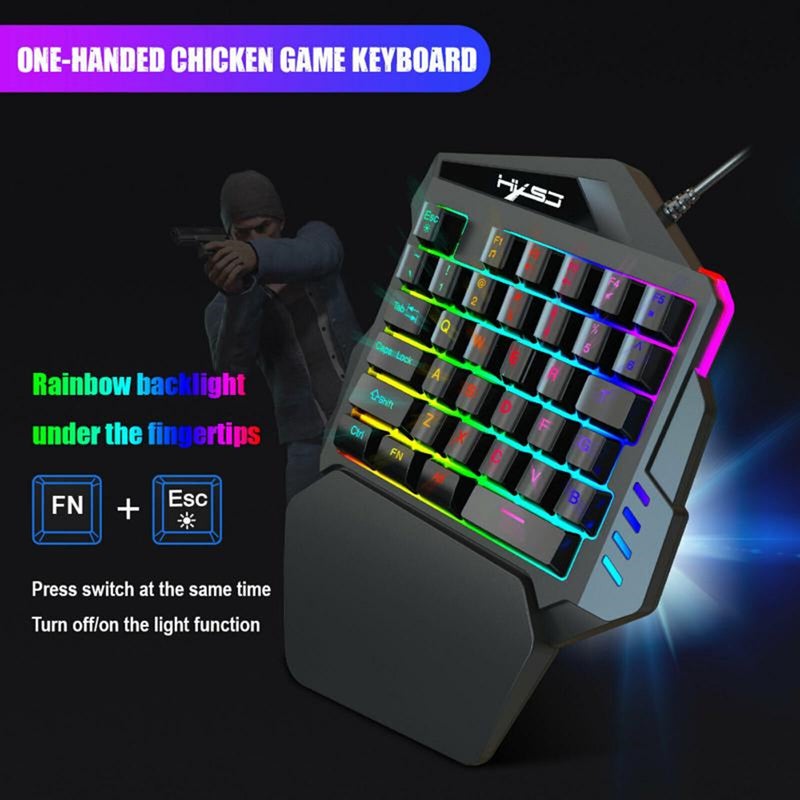 Single Hand One Handed Gaming Keyboard 35 Keys Rgb Backlit Mini Keypad Mouse Set For Pc Ps4 Xbox Gamer Pubg