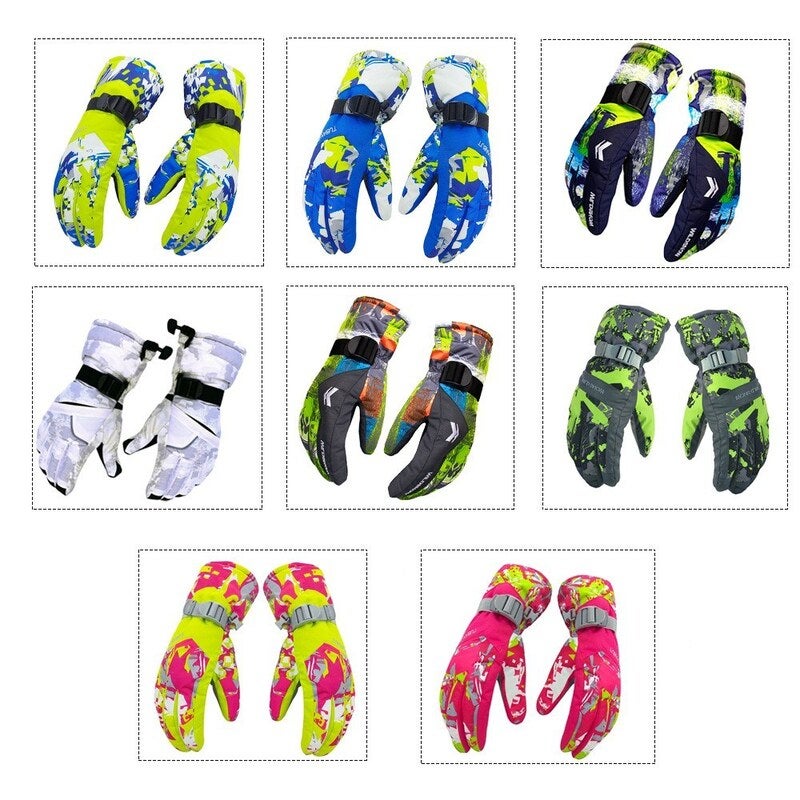Ski Gloves 100 Waterproof Warm Snow Fluorescent Green