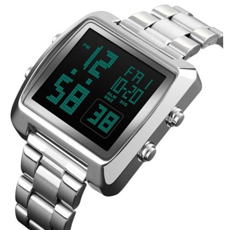 Veile Studios Skmei Dual Time Sports Business Men's Watch Silver