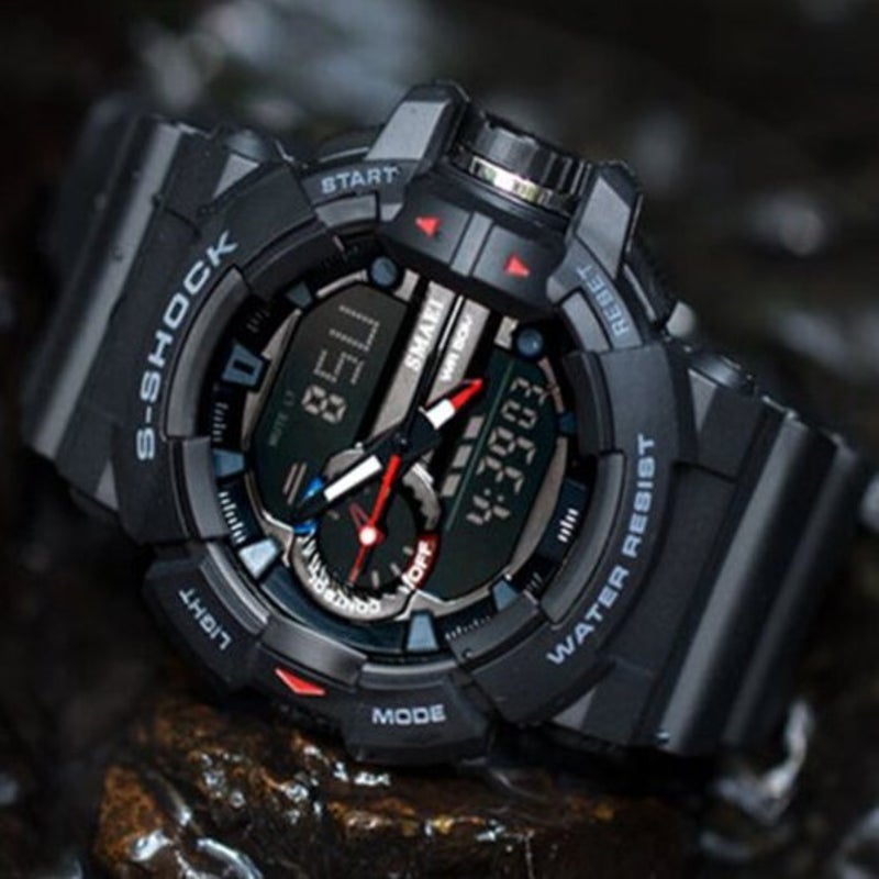 Veile Studios Men Fashion Digital Military Sports Cool Waterproof Watch Black
