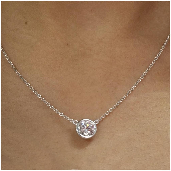 Veile Studios Solitaire Cubic Zirconia Bezel Necklace White Gold