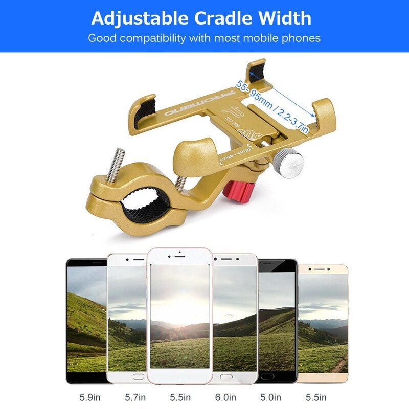 Strong Aluminum Alloy Bike Phone Mount Bicycle Motorcycle Holder Gold