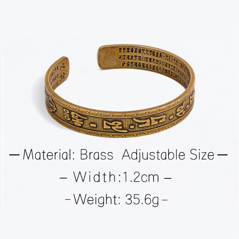 Veile Studios Tibetan Handmade Brass Bangle Carved The Heart Of Prajna Paramita Sutra