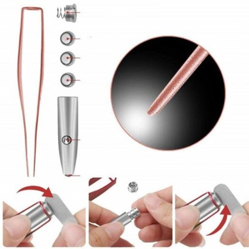 Tweezers Shaped Ear Wax Cleaner Remover Led Light Pick For Kids Adult Elderly Children Rose Red