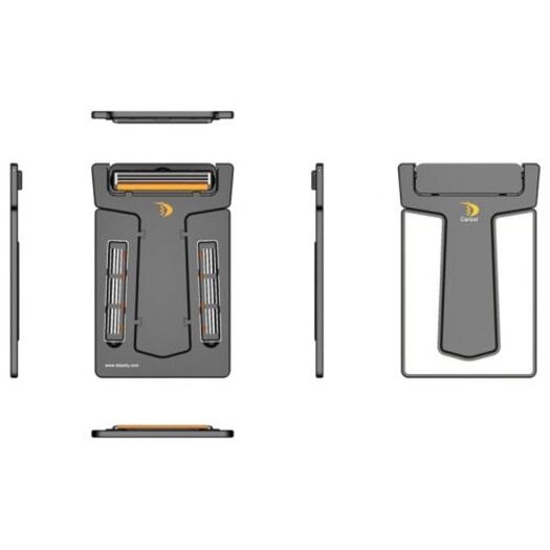 Ultra Card Shaver Pocket Razor With Mirrors And Blade 3Mm Thin Black