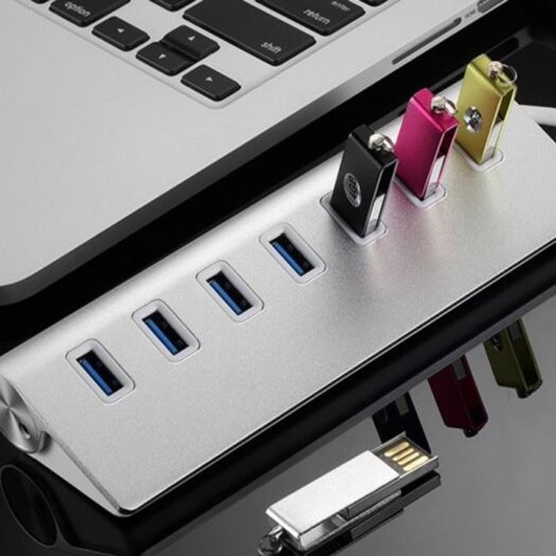 Usb 3.0 7 Ports Aluminum Alloy Hub Silver