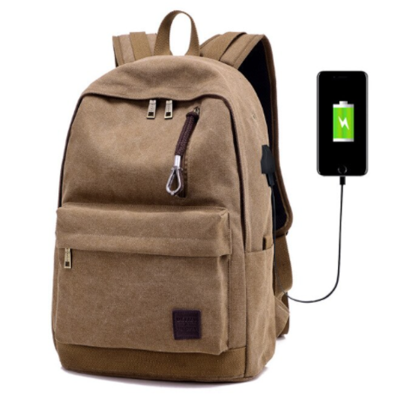 Usb Charging Port Laptop Backpack Men's Canvas Outdoor Travel Sports Bag