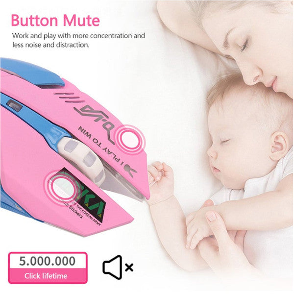 Usb Wireless Gaming Mouse Pink Computer Professional E Sports 2400Dpi Colorful Backlit Silent For Lol Data Laptop Pc