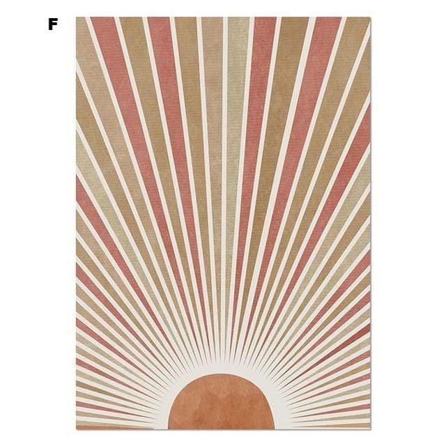 Celestial Canvas Abstract Lanscape Sun Moon Prints