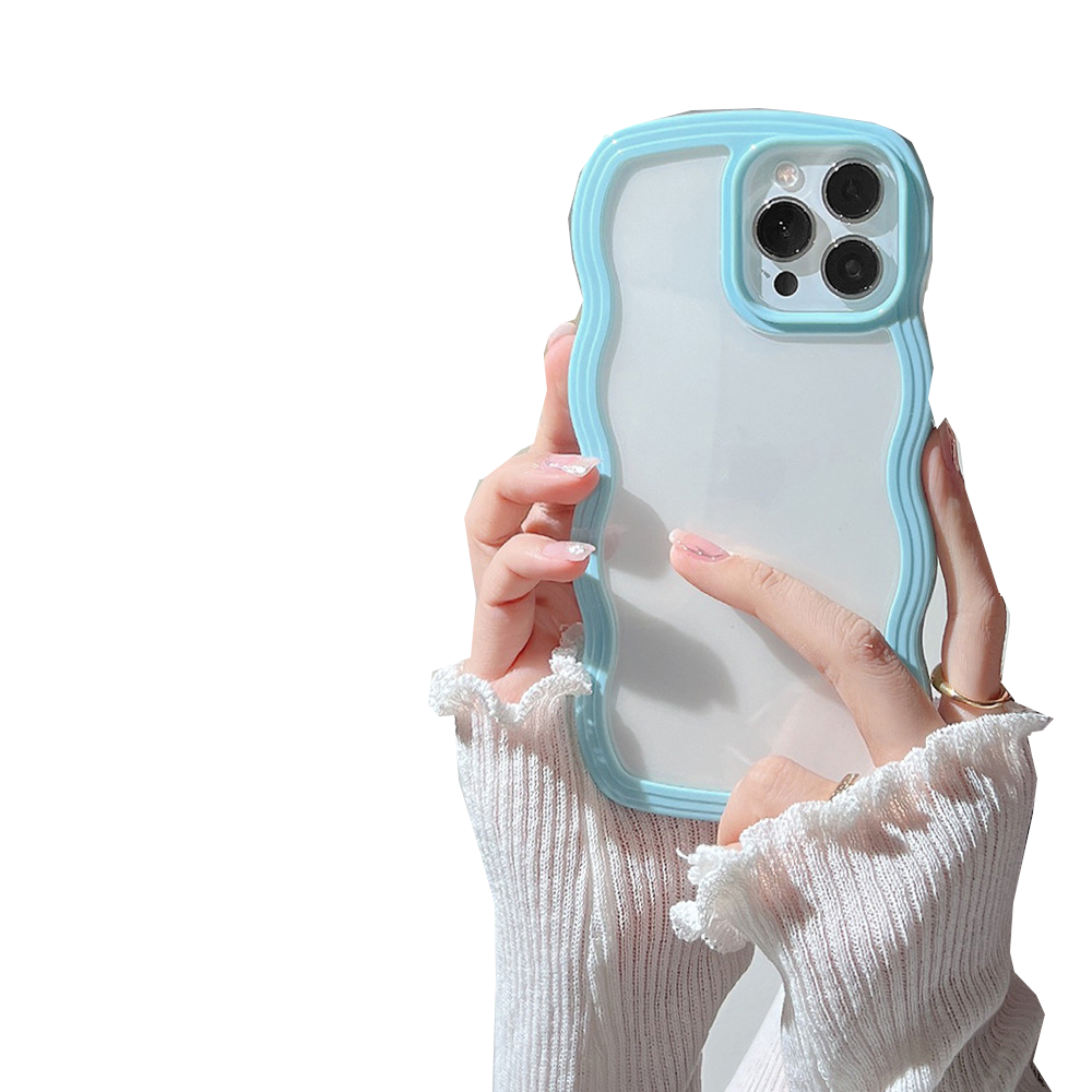Wave Border Mobile Phone Case Solid Color Simple Candy
