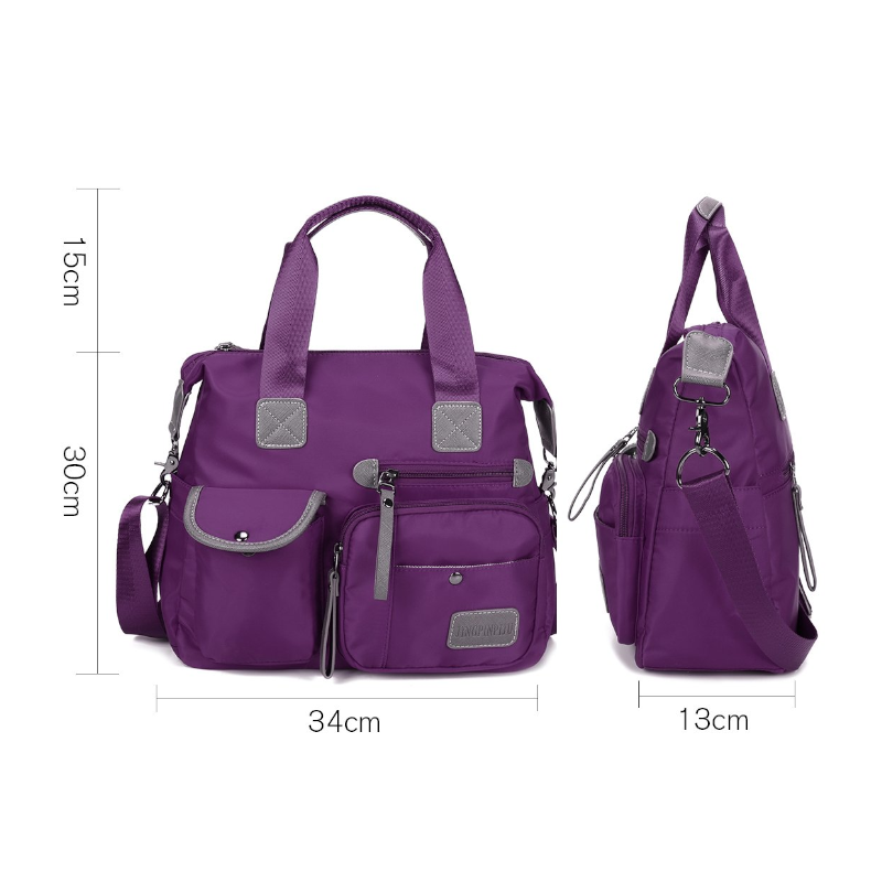 Women Nylon Waterproof Large Capacity Multi Pocket Multifunction Handbag Crossbody Bag