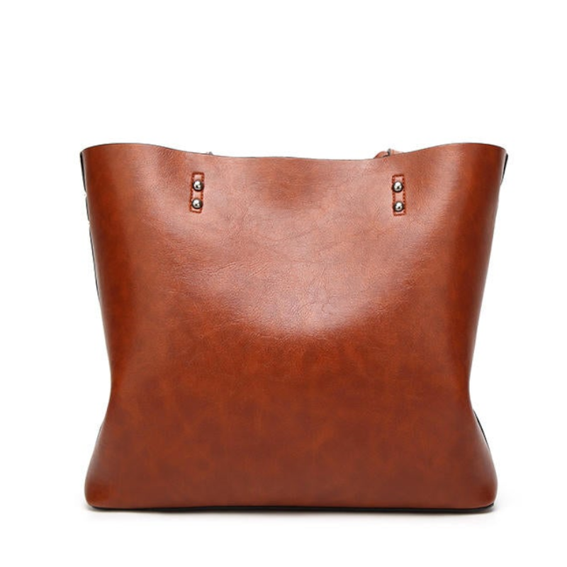 Women Oil Leather Tote Handbags Capacity Shopping Crossbody Bag