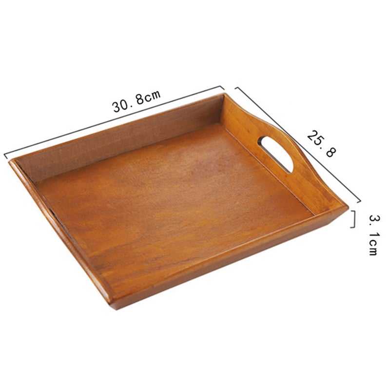 Wood Serving Plate Cutlery Tray Dessert Cake Snack Candy Water Cup With Handles Kitchen Plates Tableware