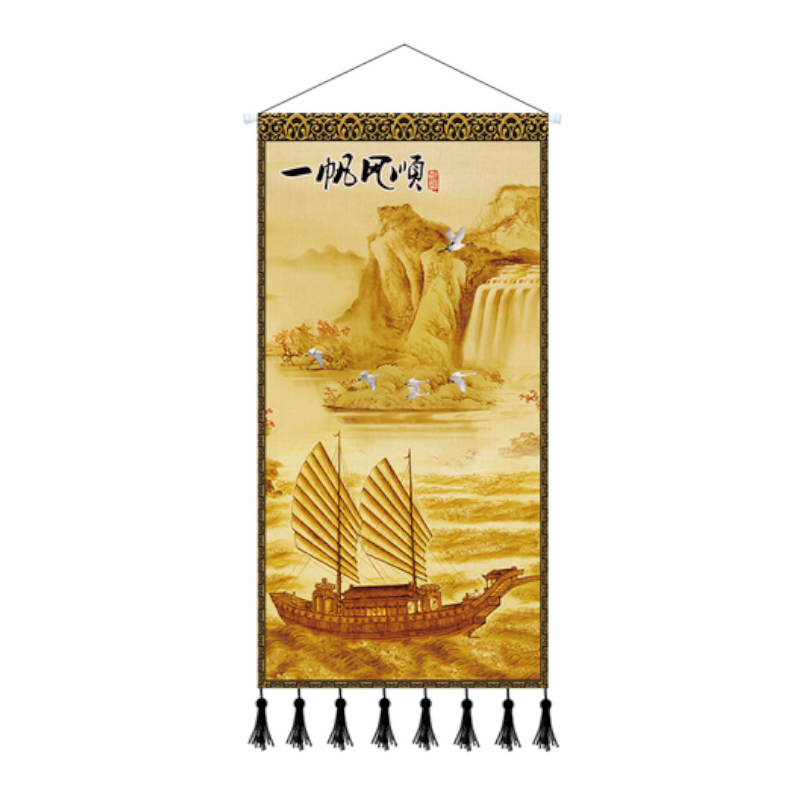 Scroll Printed Canvas Chinese Landscape Painting Wall Hanging Decor