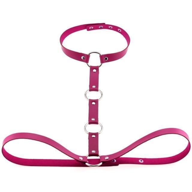 Y Choker Faux Leather Chest Harness Women Body Fetish Clothing