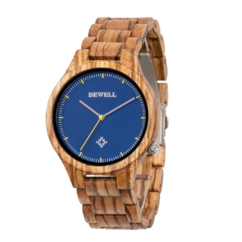 Veile Studios Zs-W086b Wood Watch Men Analog Quartz Movement Date Waterproof Wristwatch