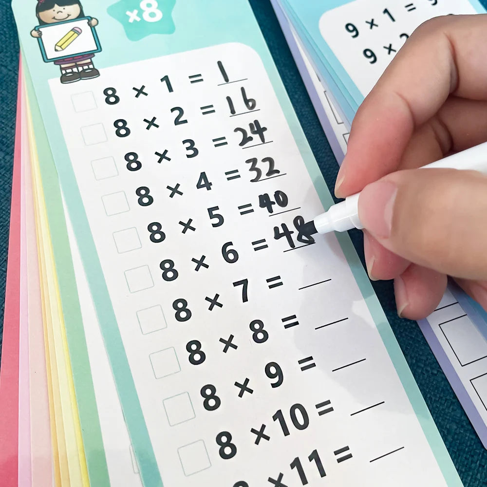 0-12 Times Table Cards Multiplication Charts Self Check Math Learning Tool Montessori Mathematical Training Teaching Aid