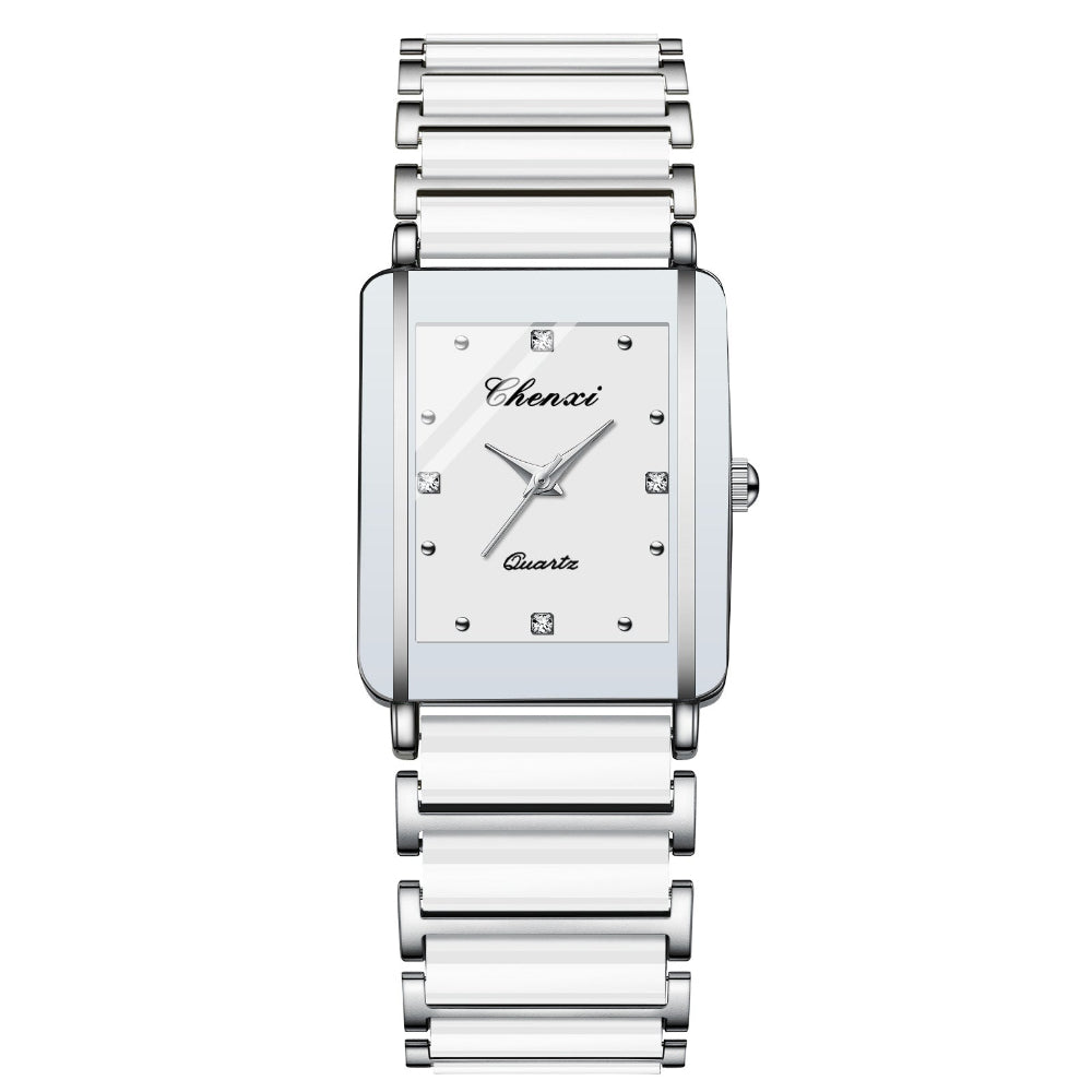 Square Couple Watch For Women And Men Ceramic Quartz