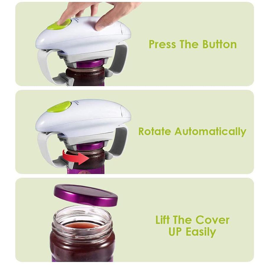 Electric One Push Battery Powered Jar Lid Opener Kitchen Gadget