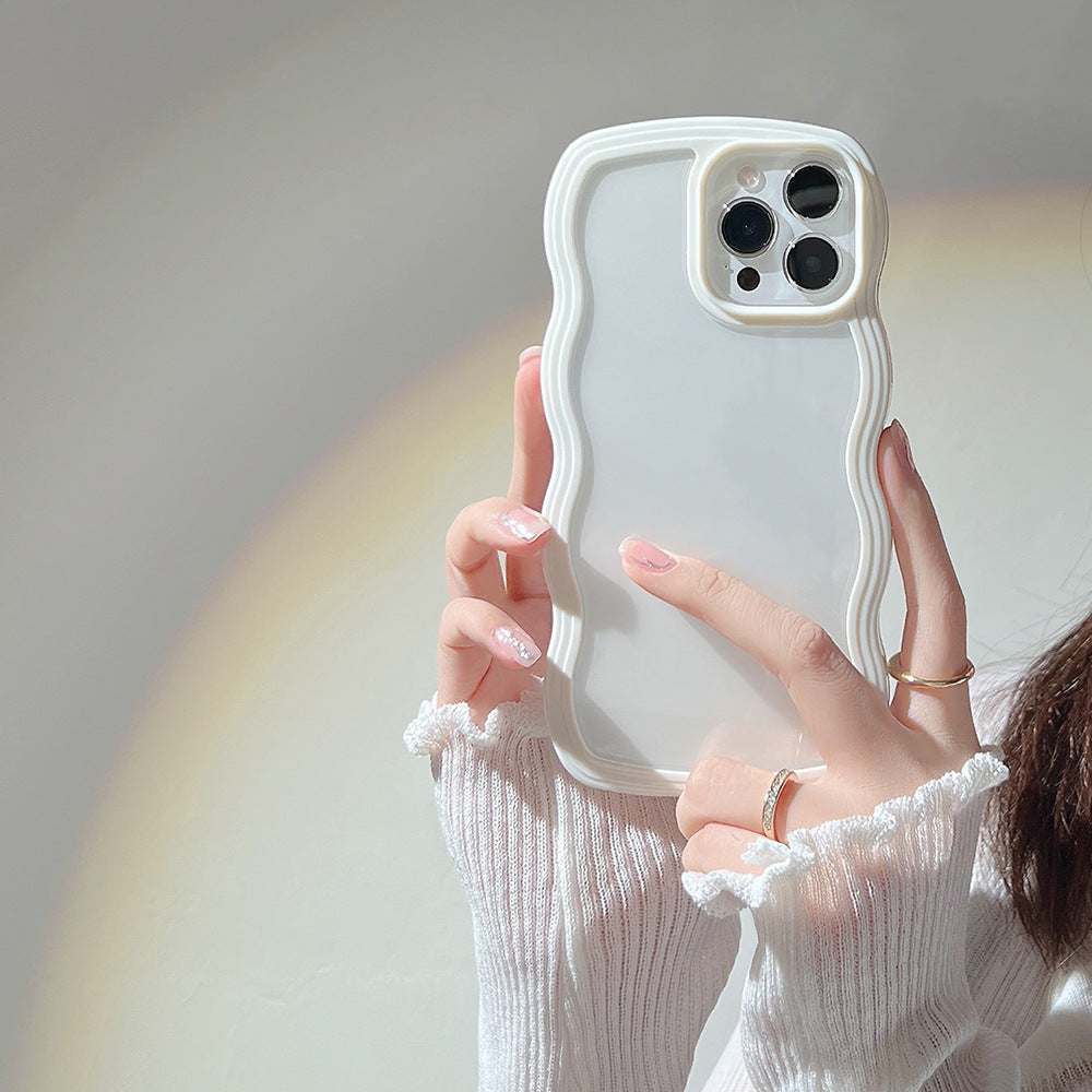Wave Border Mobile Phone Case Solid Color Simple Candy