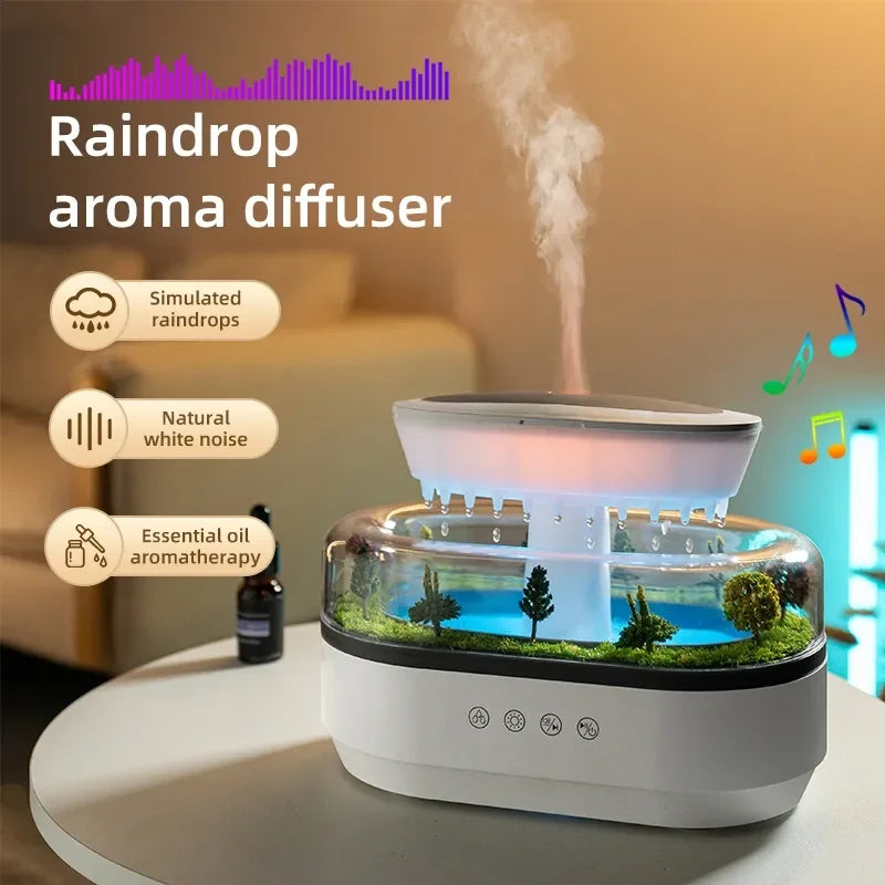 Smart Cool Mist Raindrop Air Humidifier For Garden Landscape Christmas Tree White Noise Oil Aroma Diffuser Portable