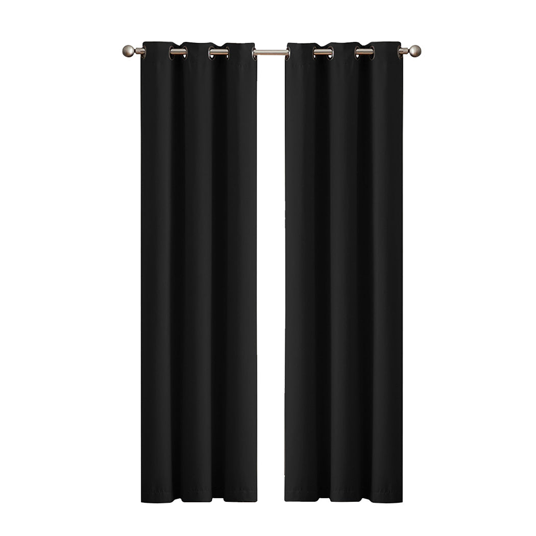 1 Sets of Sello 1 Sets Of 2X Blockout Curtains Panels 3 Layers Black 132 213Cm