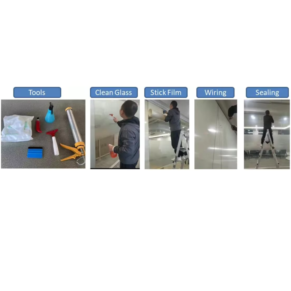 Smart Glass Film Privacy Self Adhesive Tint Customized Size Switchable Electronic Pdlc Sticky
