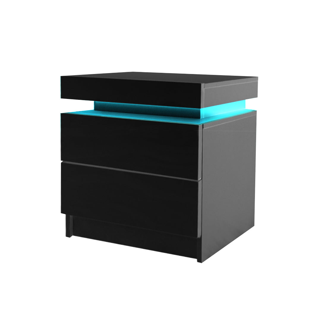 Bedside Tables Side With 2 Drawers Black Modern Storage For Bedroom Or Living Room