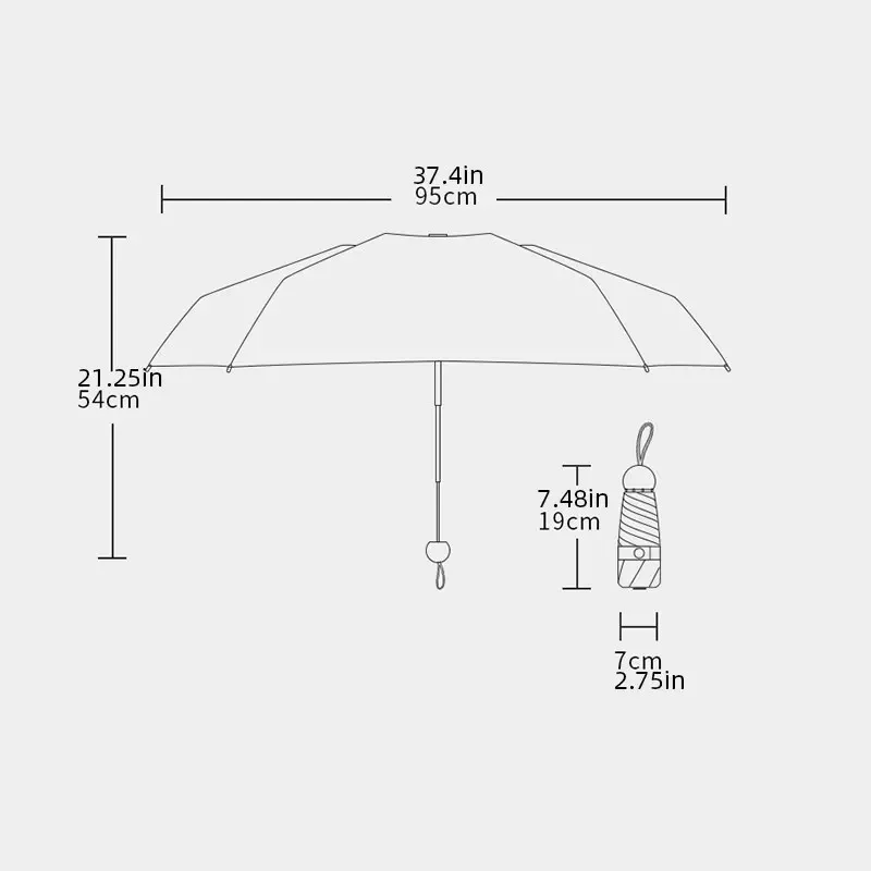 New Anti-Uv Enlarged Dual-Purpose Sun Umbrella Small Sunscreen Black Rubber Parasol Parag Mini Capsule