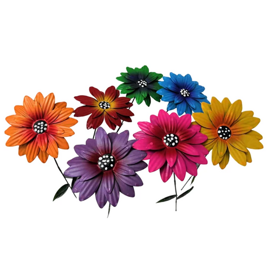 1Pc 8 Colors Metal Flowers Garden Stakes Indoor Outdoor Crafts Rustproof Iron Yard Art Lawn Decoration