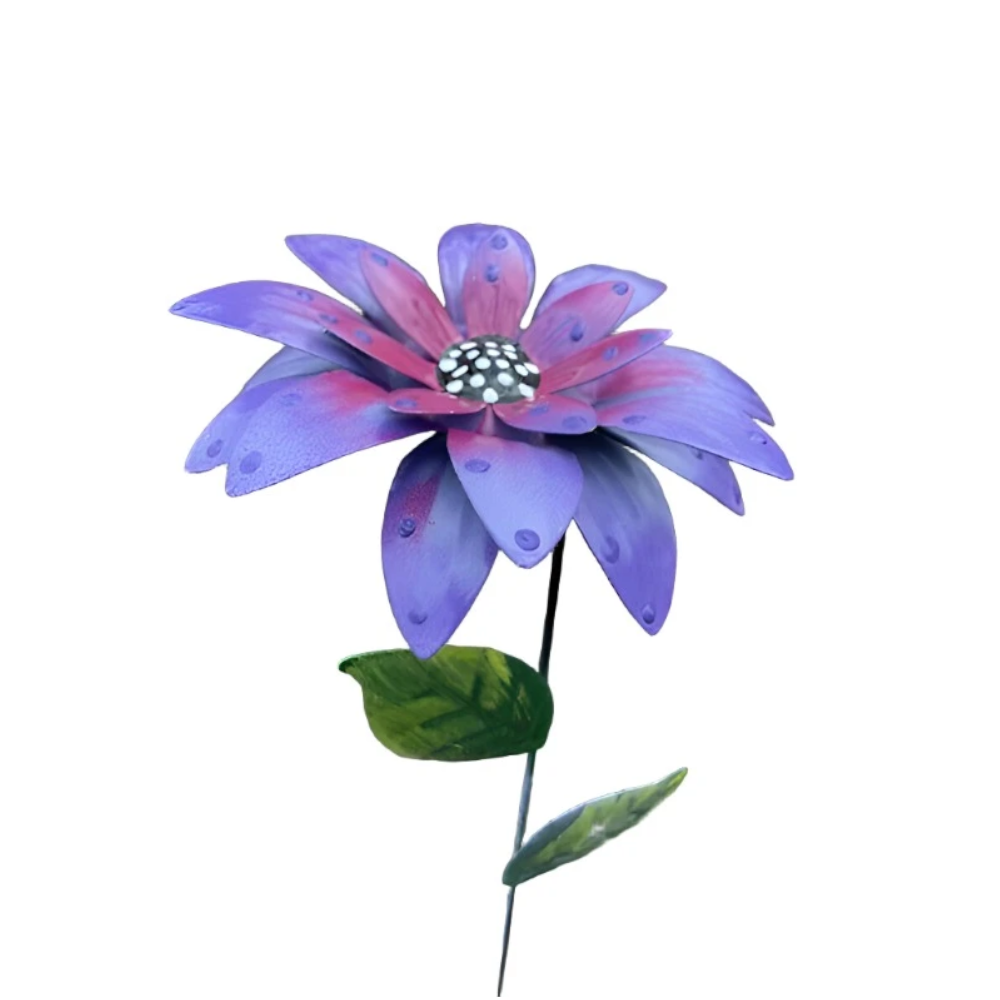1Pc 8 Colors Metal Flowers Garden Stakes Indoor Outdoor Crafts Rustproof Iron Yard Art Lawn Decoration