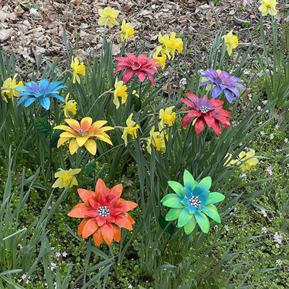 1Pc 8 Colors Metal Flowers Garden Stakes Indoor Outdoor Crafts Rustproof Iron Yard Art Lawn Decoration