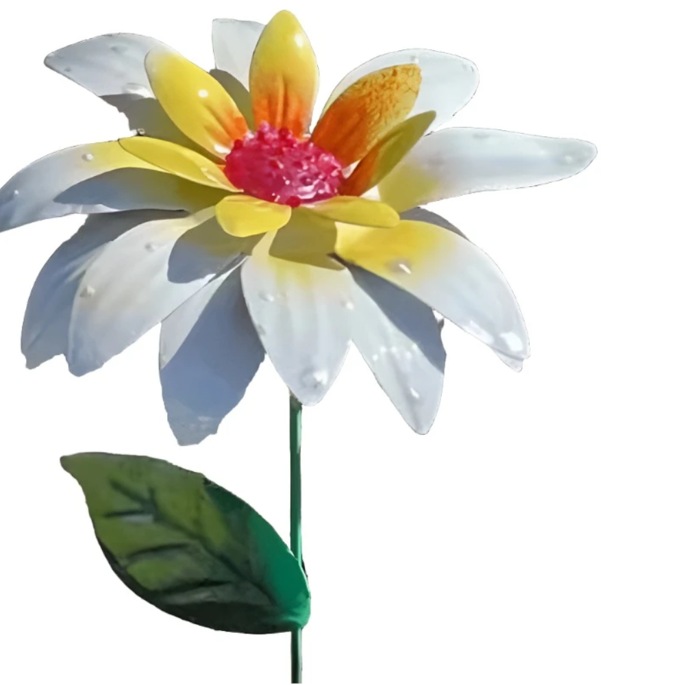 1Pc 8 Colors Metal Flowers Garden Stakes Indoor Outdoor Crafts Rustproof Iron Yard Art Lawn Decoration