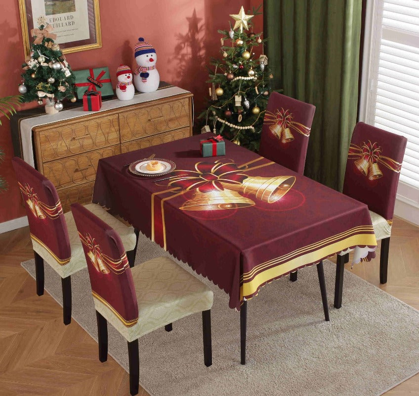 Printed Festive Christmas Table Cloths Chair Covers Party Decorations